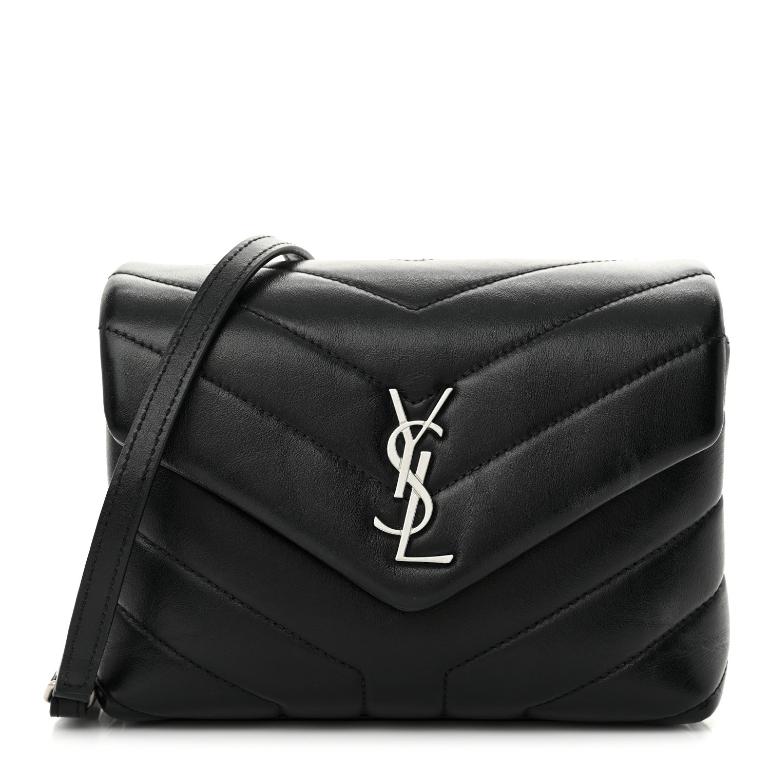 Saint Laurent Calfskin Y Quilted Monogram Toy Loulou Crossbody Bag Black 1 of 11