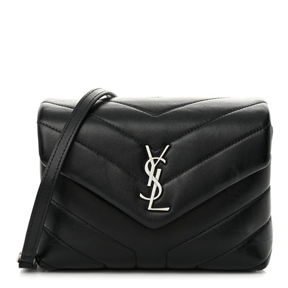 Saint Laurent Calfskin Y Quilted Monogram Toy Loulou Crossbody Bag Black 1 of 11