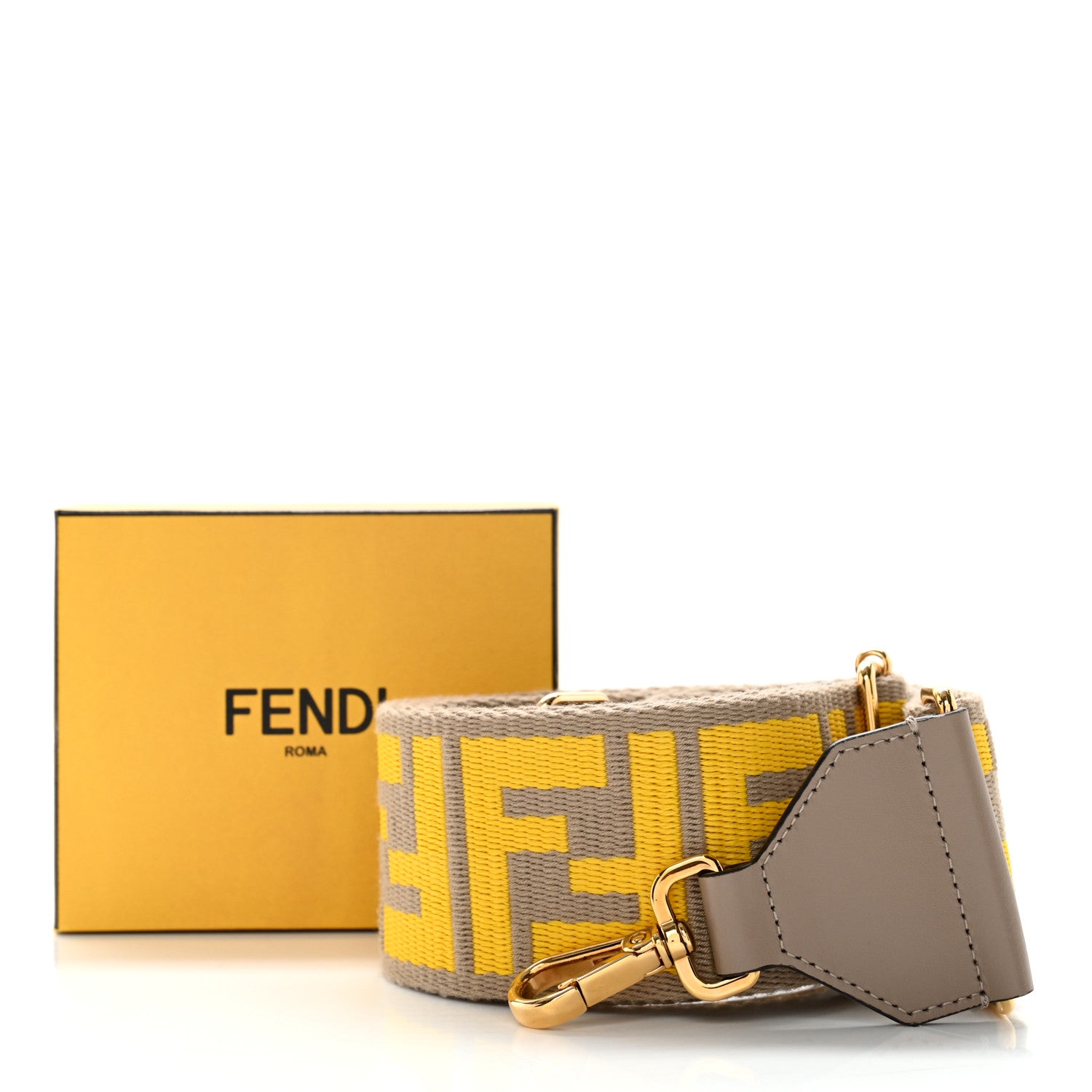 Fendi Ribbon Vitello King FF 1974 Adjustable Strap You Tortora Senape 8 of 8
