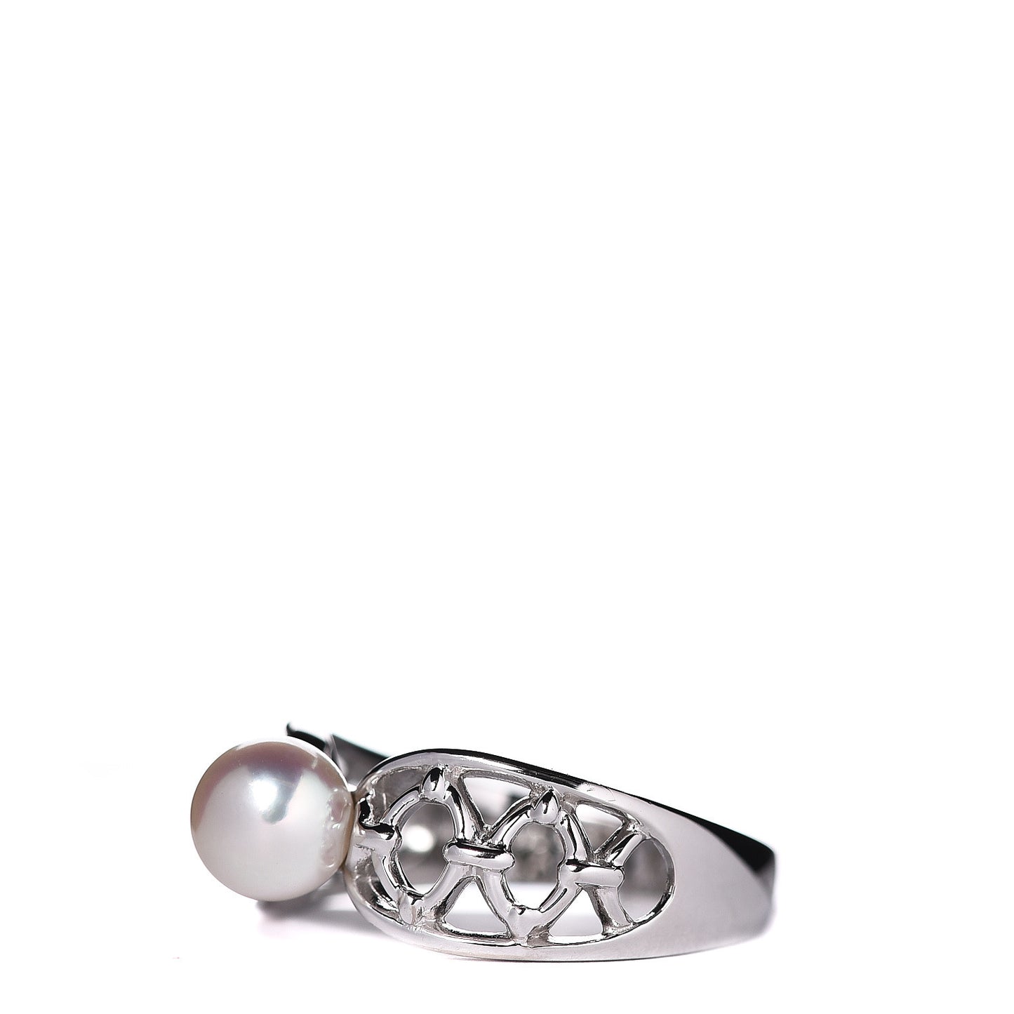 18K White Gold Akoya Pearl 6mm Band Ring 50 5.25