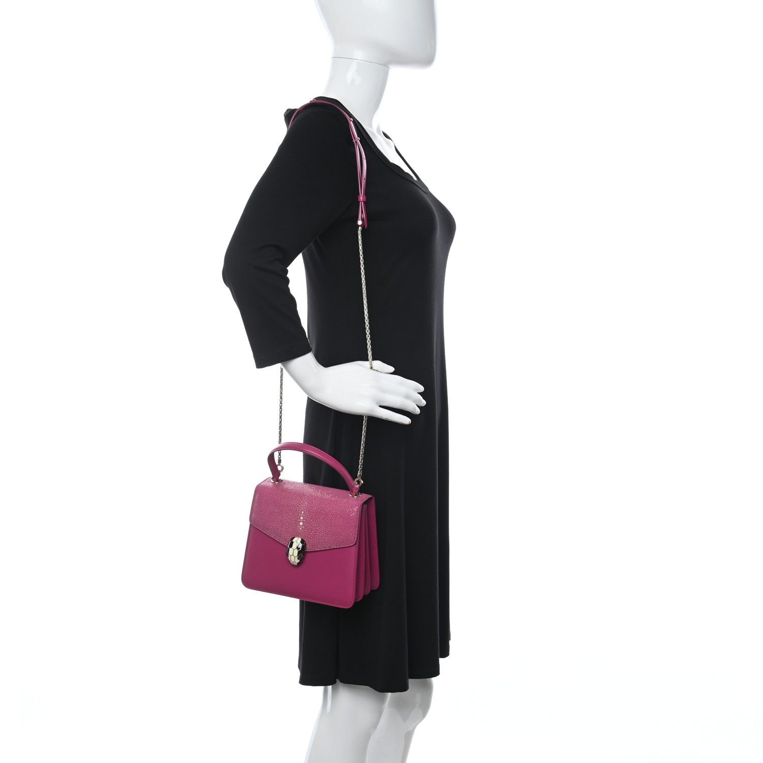Bulgari Calfskin Galuchat Serpenti Forever Crossbody Pink 2 of 10
