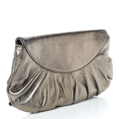 Gucci Metallic Calfskin Embellished Tassel Clutch Pewter 3 of 9
