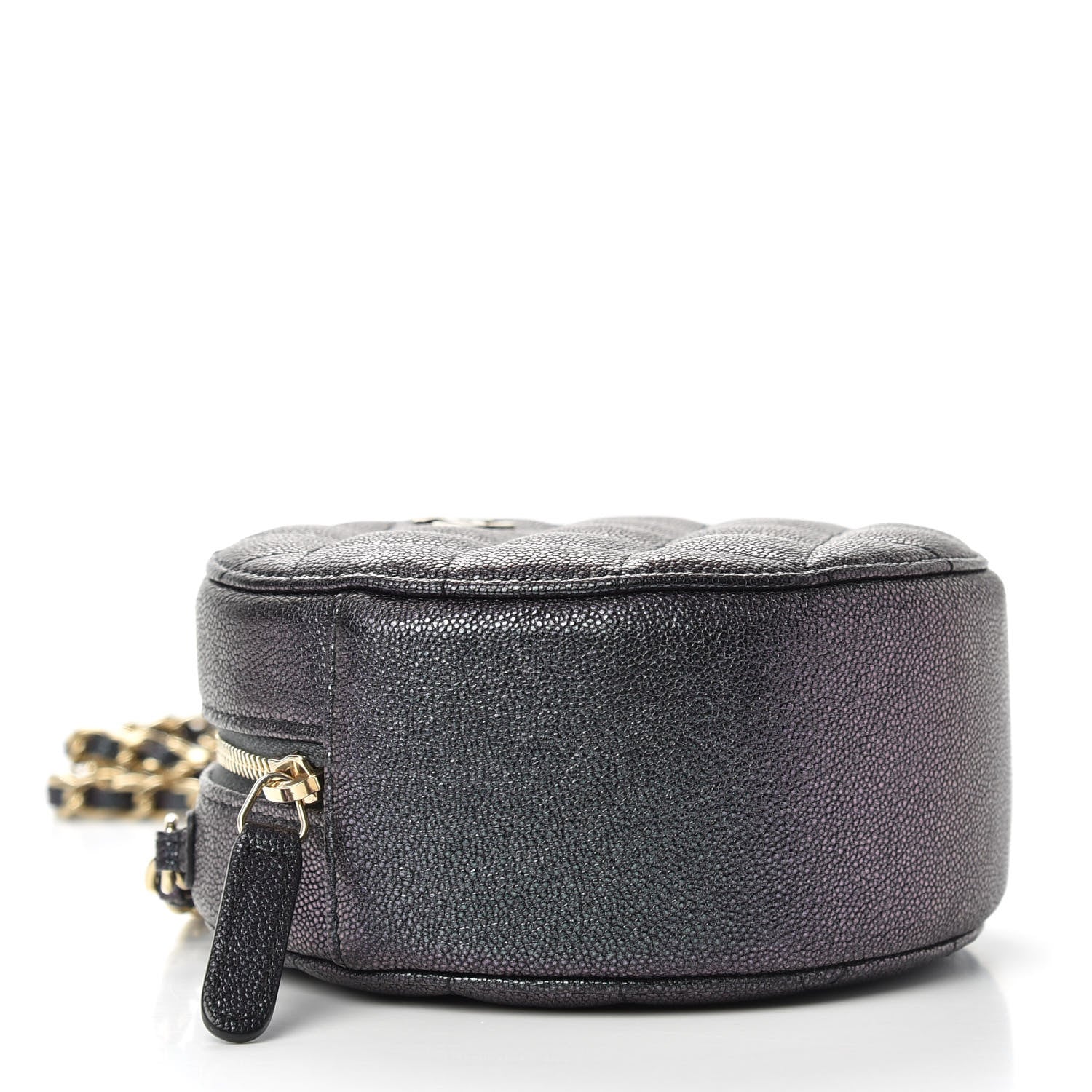 Chanel Iridescent Caviar Quilted Round Clutch With Chain Black 4 of 8