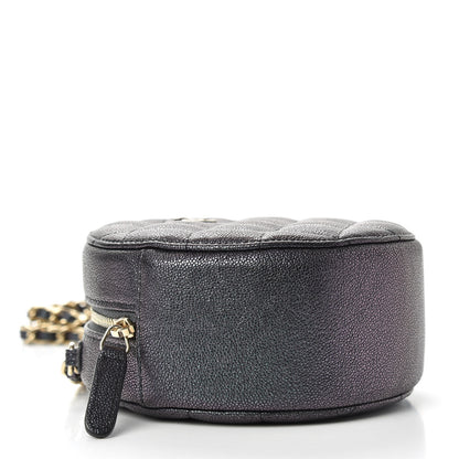 Chanel Iridescent Caviar Quilted Round Clutch With Chain Black 4 of 8