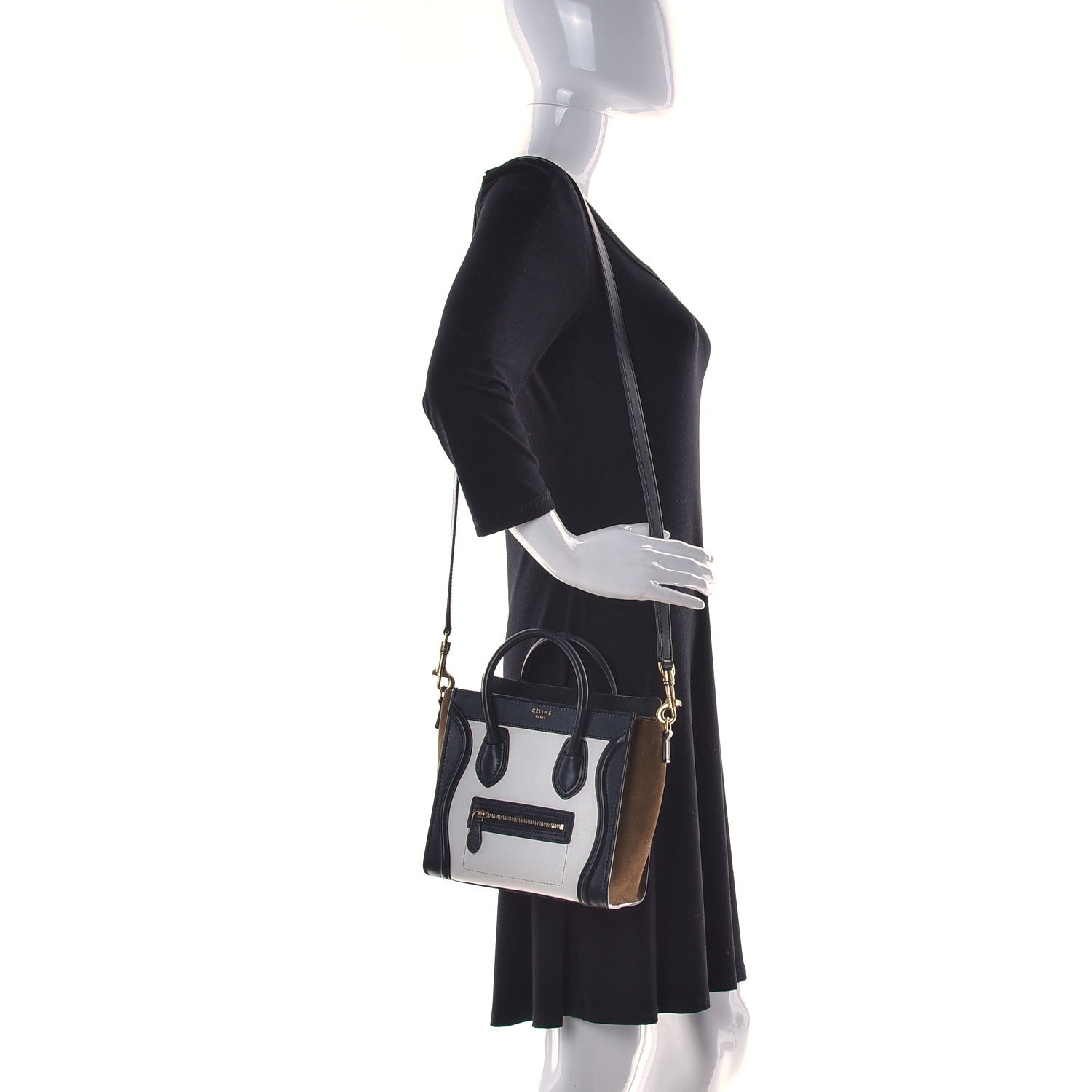 Celine Smooth Calfskin Suede Nano Tri-Color Luggage White 2 of 16