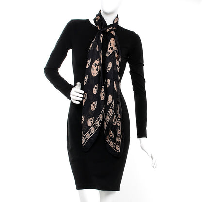 Alexander McQueen Silk Chiffon Skull Scarf Black Pink 2 of 7