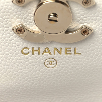 Chanel Caviar Quilted Card Holder On Chain White 6 of 8
