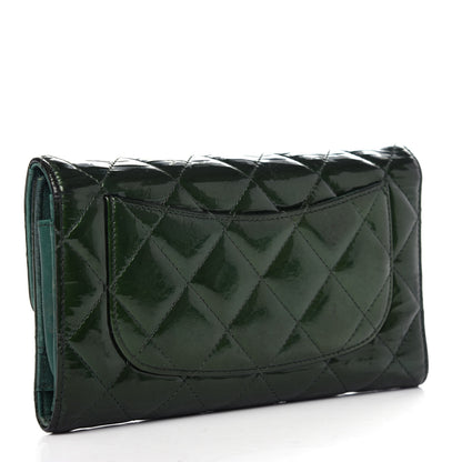 Chanel Patent Quilted Large Flap Wallet Green 3 of 9