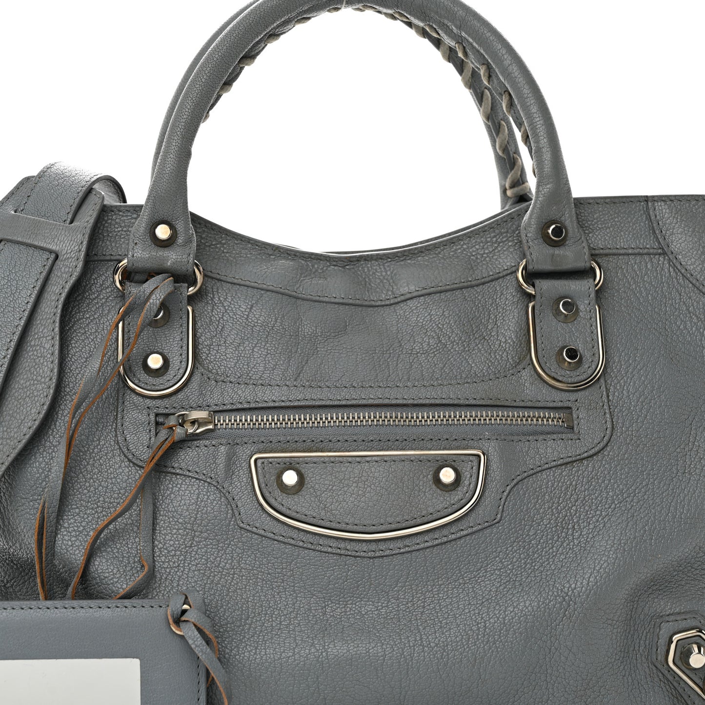 Chevre Silver Metallic Edge Hardware City Bleu Acier