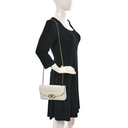 Salvatore Ferragamo Calfskin Quilted Gancini Mini Bag White 2 of 11
