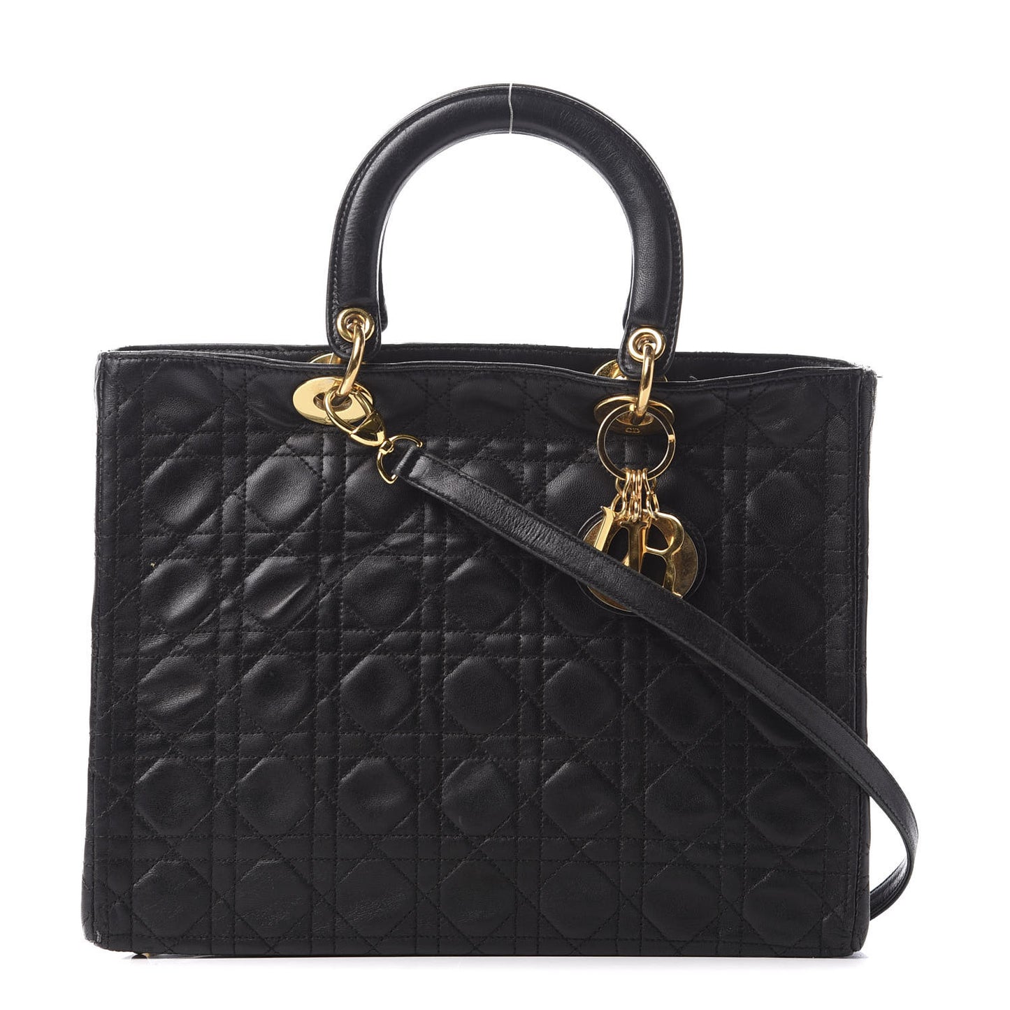 Lambskin Cannage Large Lady Dior Black