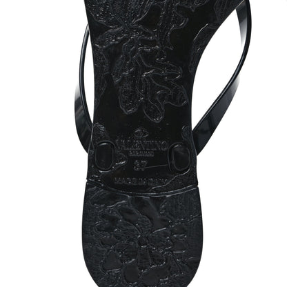Valentino Garavani PVC Jelly Bow Thong Sandals 37 Black 6 of 8