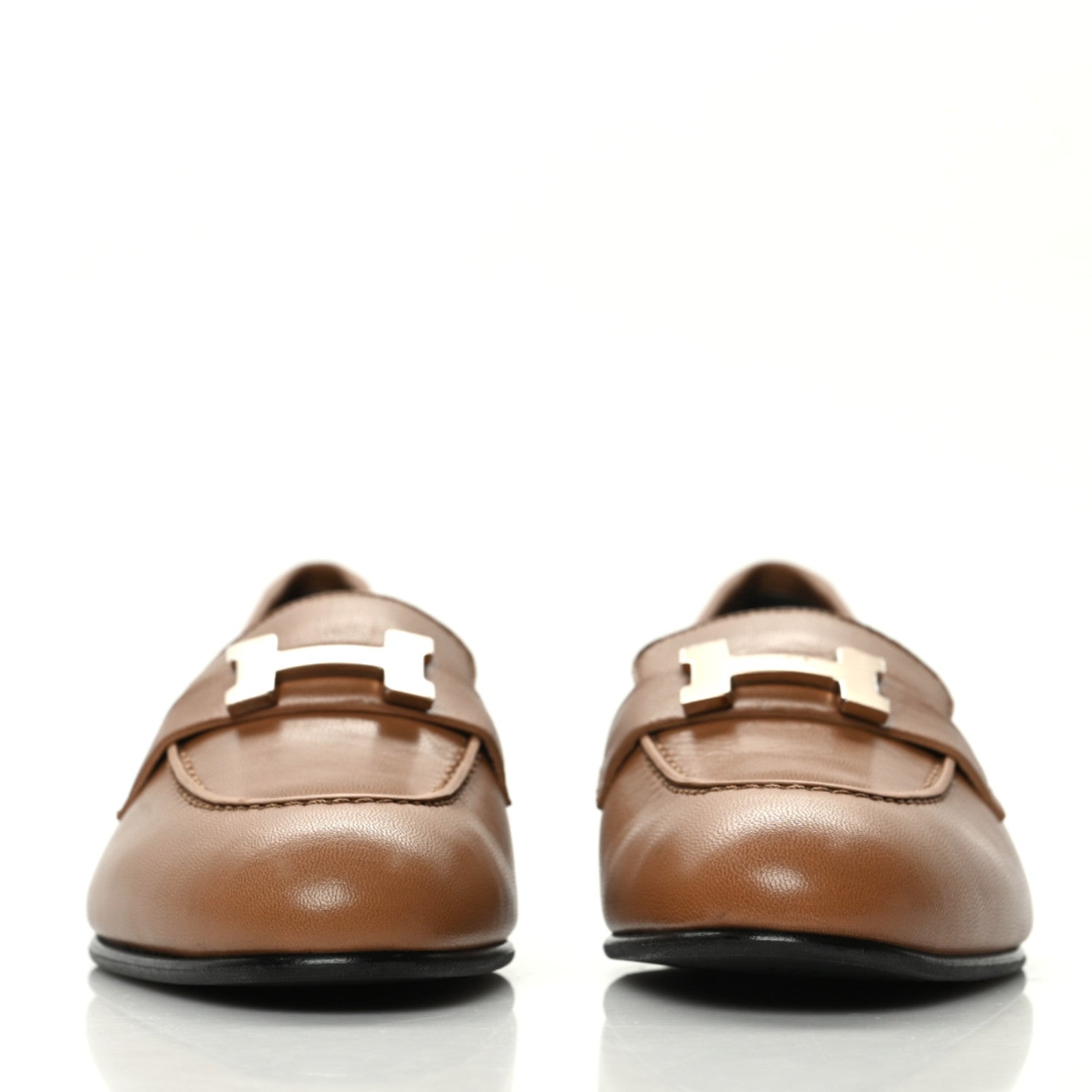 Hermes Goatskin Womens Paris Loafers 35 Gold 2 of 8