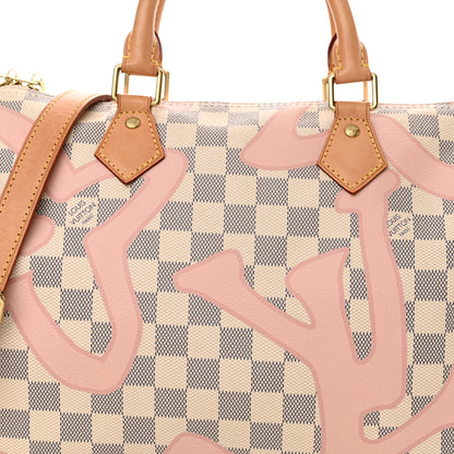Louis Vuitton Damier Azur Tahitienne Speedy Bandouliere 30 Rose Ballerine 8 of 14