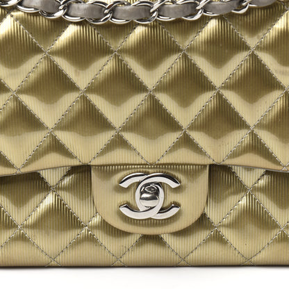 Chanel Striated Patent Quilted Medium Double Flap Gold 15 of 15