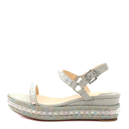 Christian Louboutin Glitter Pira Ryad 60 Platform Sandals 39 Silver 1 of 8