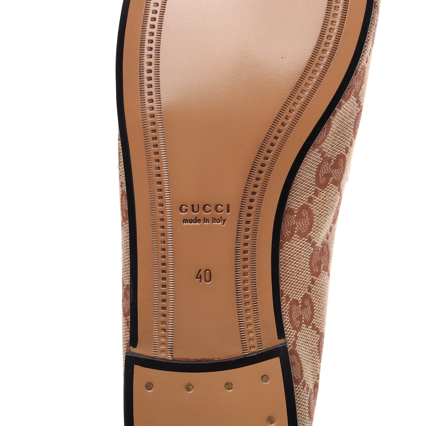 Canvas GG Monogram Horsebit Womens Jordaan Loafers 40 Beige Ruggine Rust
