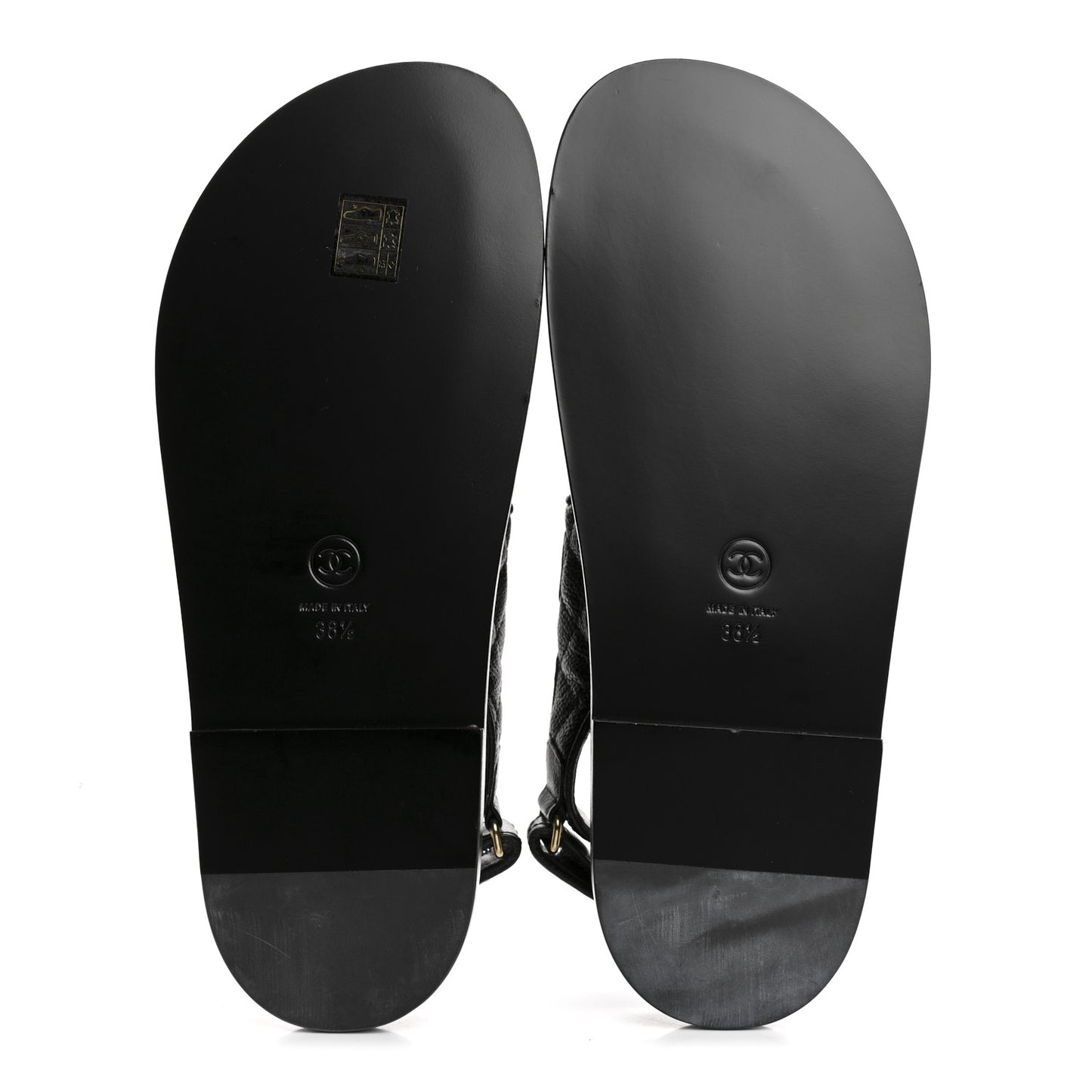 Grained Calfskin Velcro Dad Sandals 38.5 Black