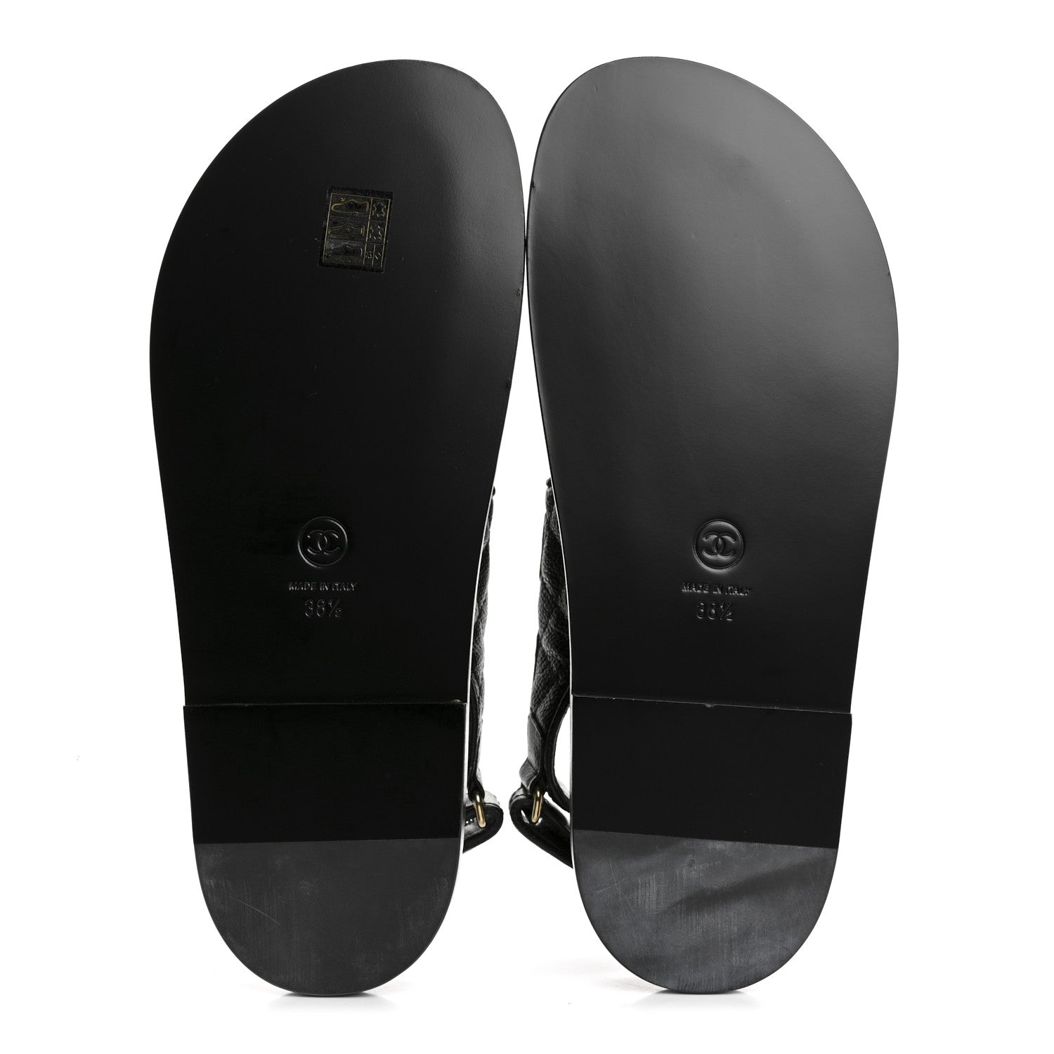 Chanel Grained Calfskin Velcro Dad Sandals 38.5 Black 6 of 9