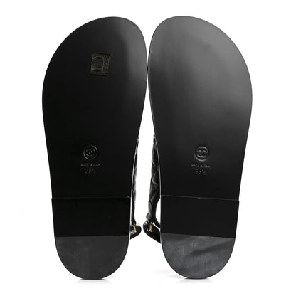 Chanel Grained Calfskin Velcro Dad Sandals 38.5 Black 6 of 9