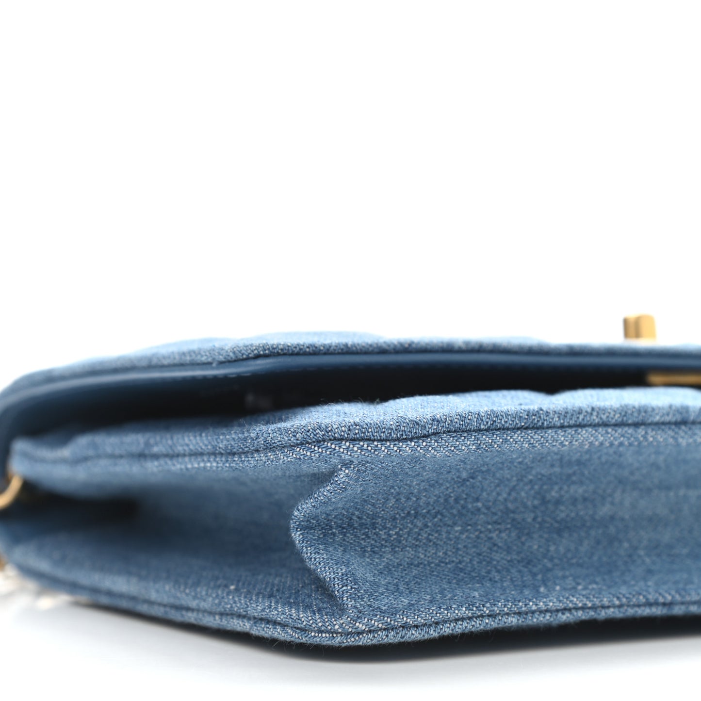 Denim Quilted CC Pearl Crush Wallet On Chain WOC Blue