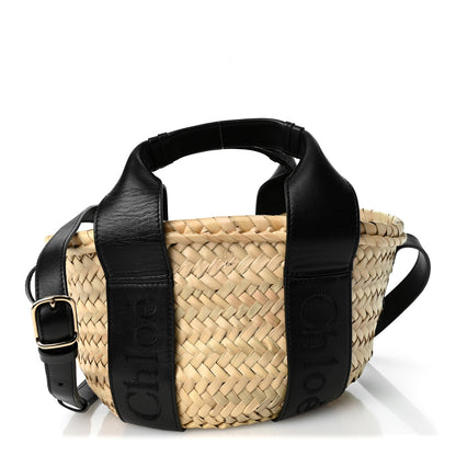 Chloe Raffia Smooth Calfskin Small Sense Basket Black 1 of 10