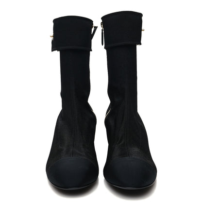 Chanel Crepe Satin CC Turnlock Ankle Boots 40.5 Black 2 of 7