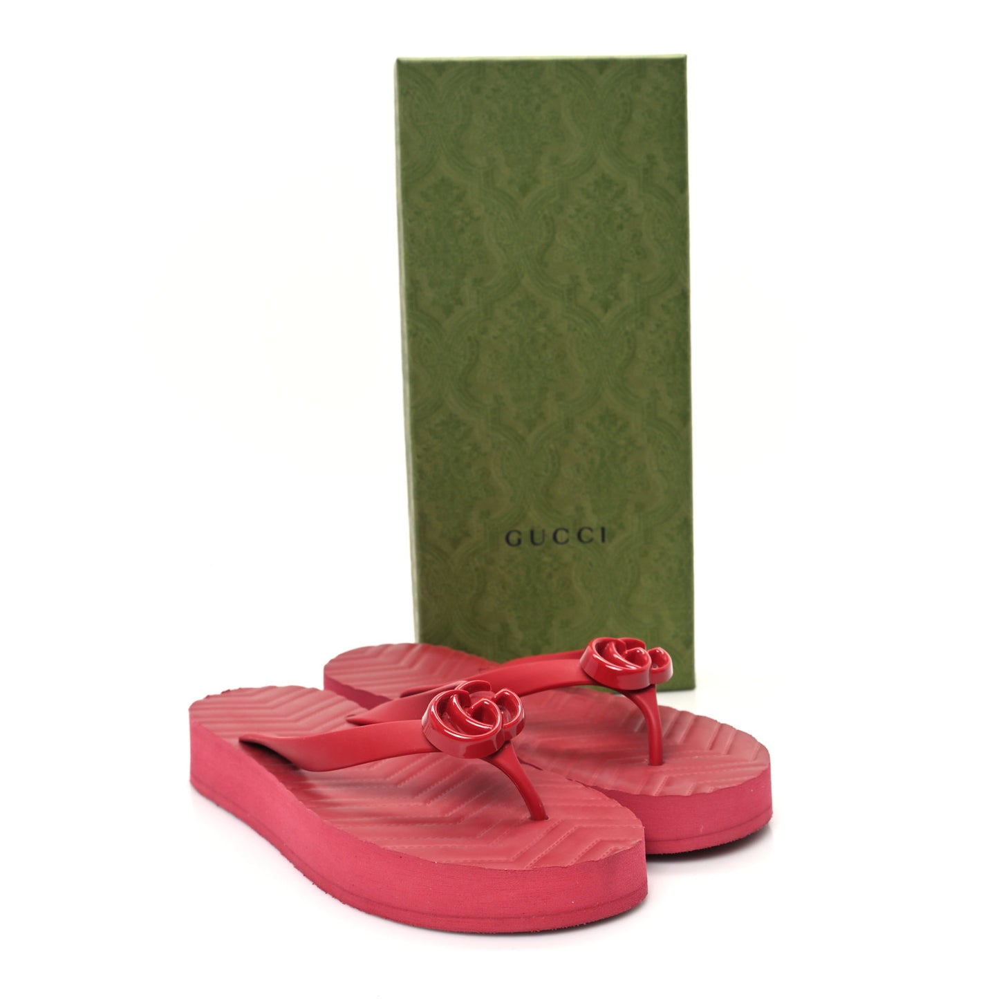 Rubber Chevron Womens GG Thong Sandals 40 Red