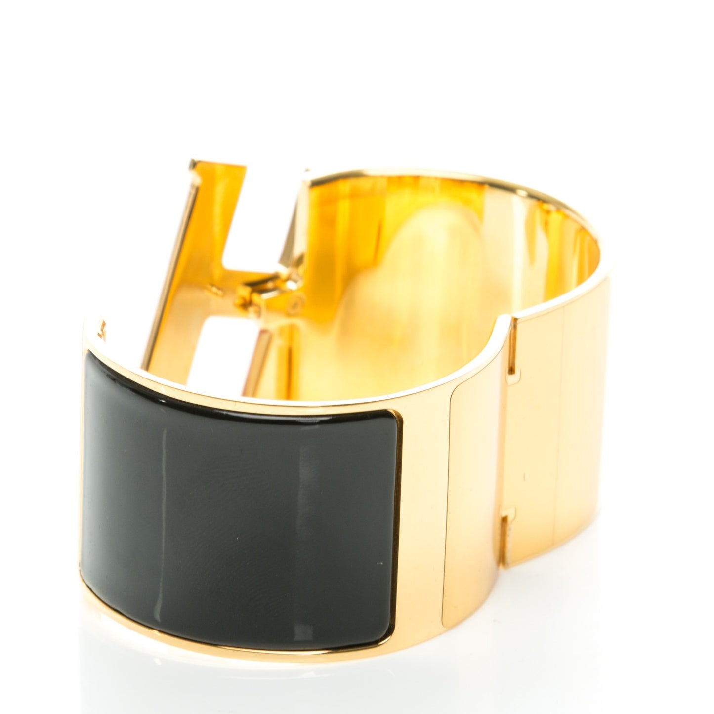 Enamel Extra Wide Clic Clac H Bracelet GM Black