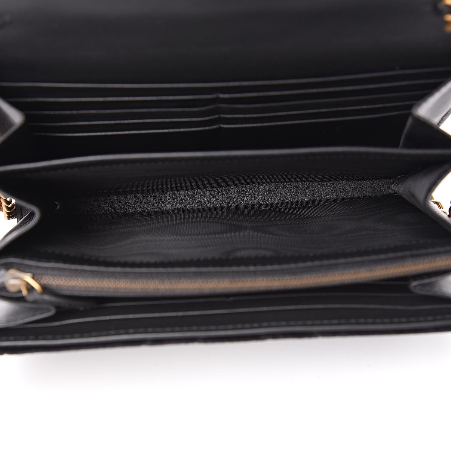 Gucci Velvet Matelasse GG Marmont Chain Wallet Black 5 of 10