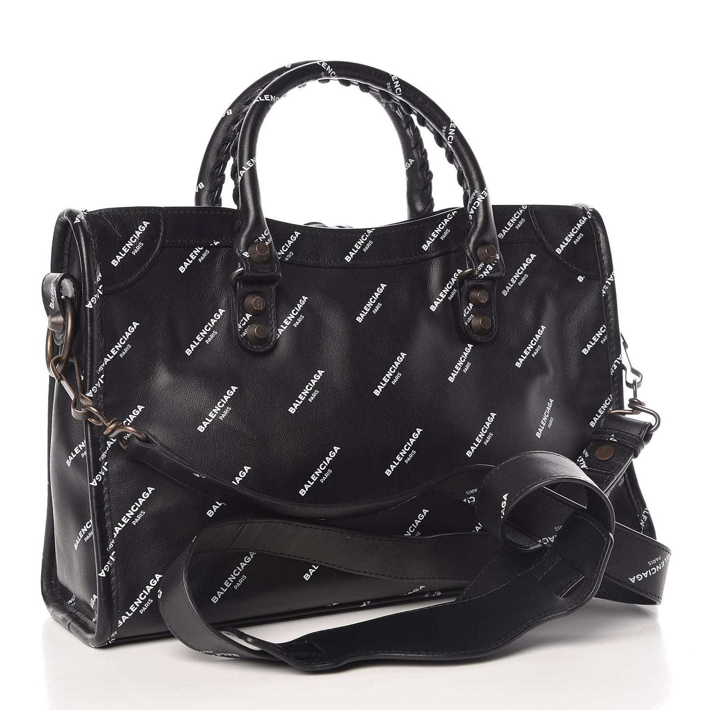 Veau Allover Logo Classic Hardware S City Black White