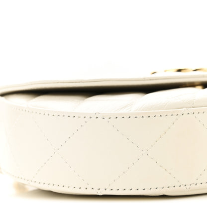 Chanel Shiny Aged Calfskin Quilted Top Handle Clutch With Chain White 9 of 11