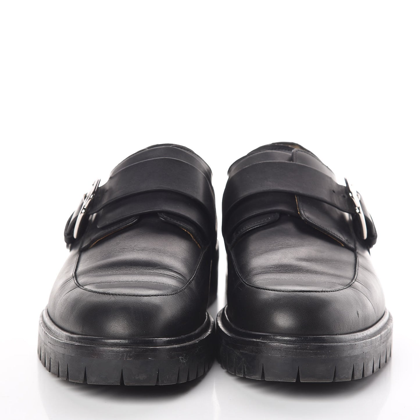 Calfskin Mens Buckle Loafers 42.5 Black