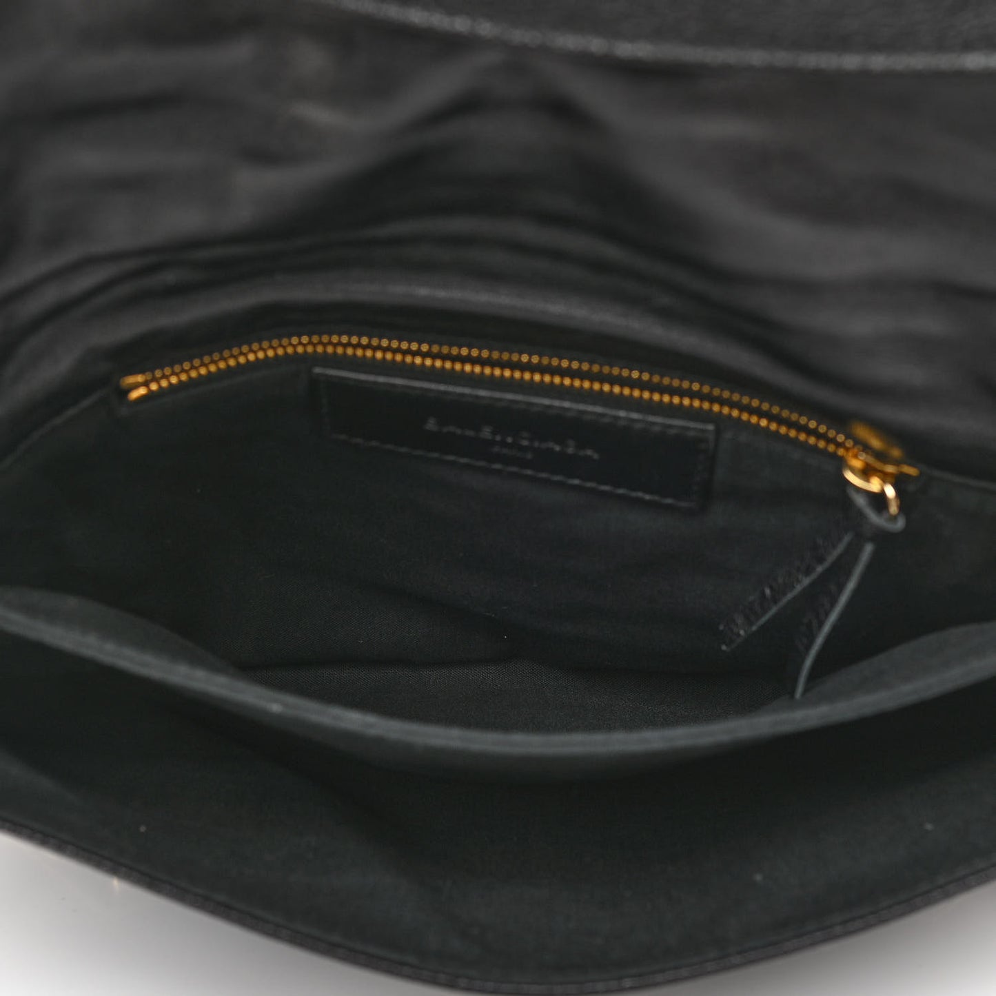 Chevre Gold Metallic Edge Hardware Envelope Clutch Black