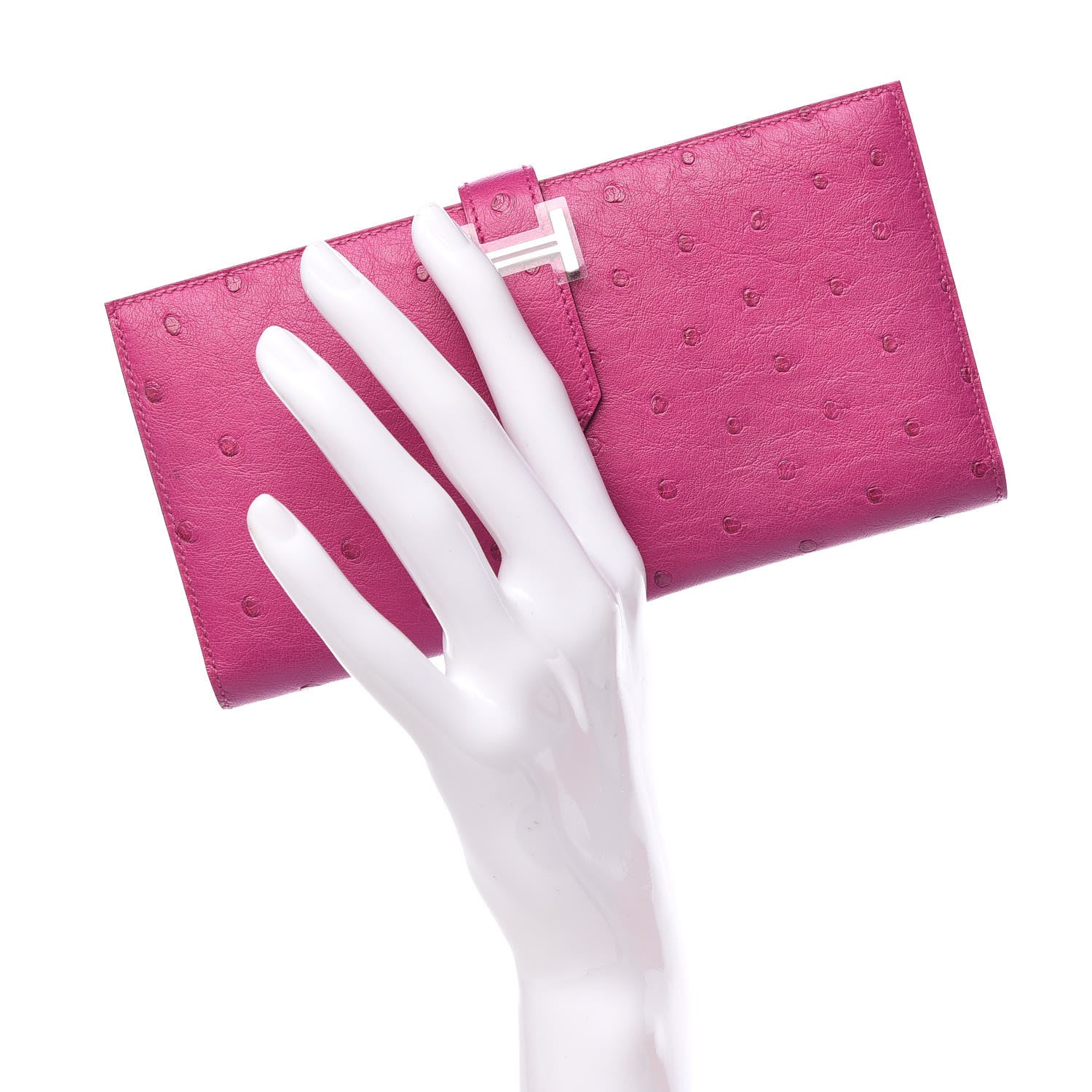 Hermes Ostrich Bearn Wallet Rose Pourpre 2 of 8