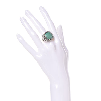 David Yurman Sterling Silver Diamond Turquoise 11mm Albion Ring 52 6 2 of 6
