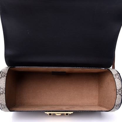 Gucci GG Supreme Monogram Small Padlock Bamboo Shoulder Bag Beige Black Cuir 5 of 10