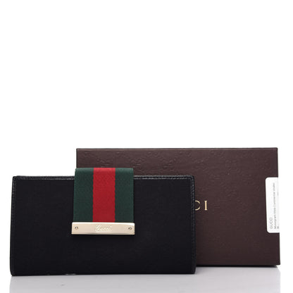 Gucci Monogram Calfskin Ladies Web Long Wallet Black 7 of 7