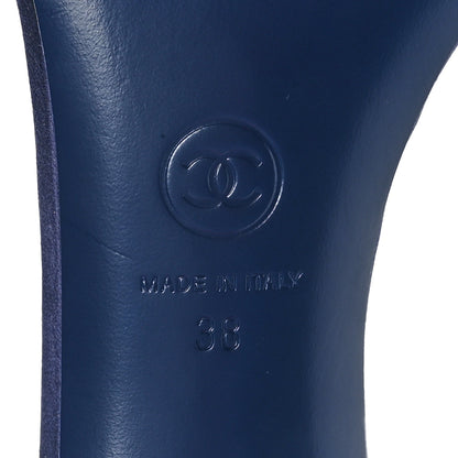 Chanel Satin Pearl Sandals 38 Dark Blue 7 of 9