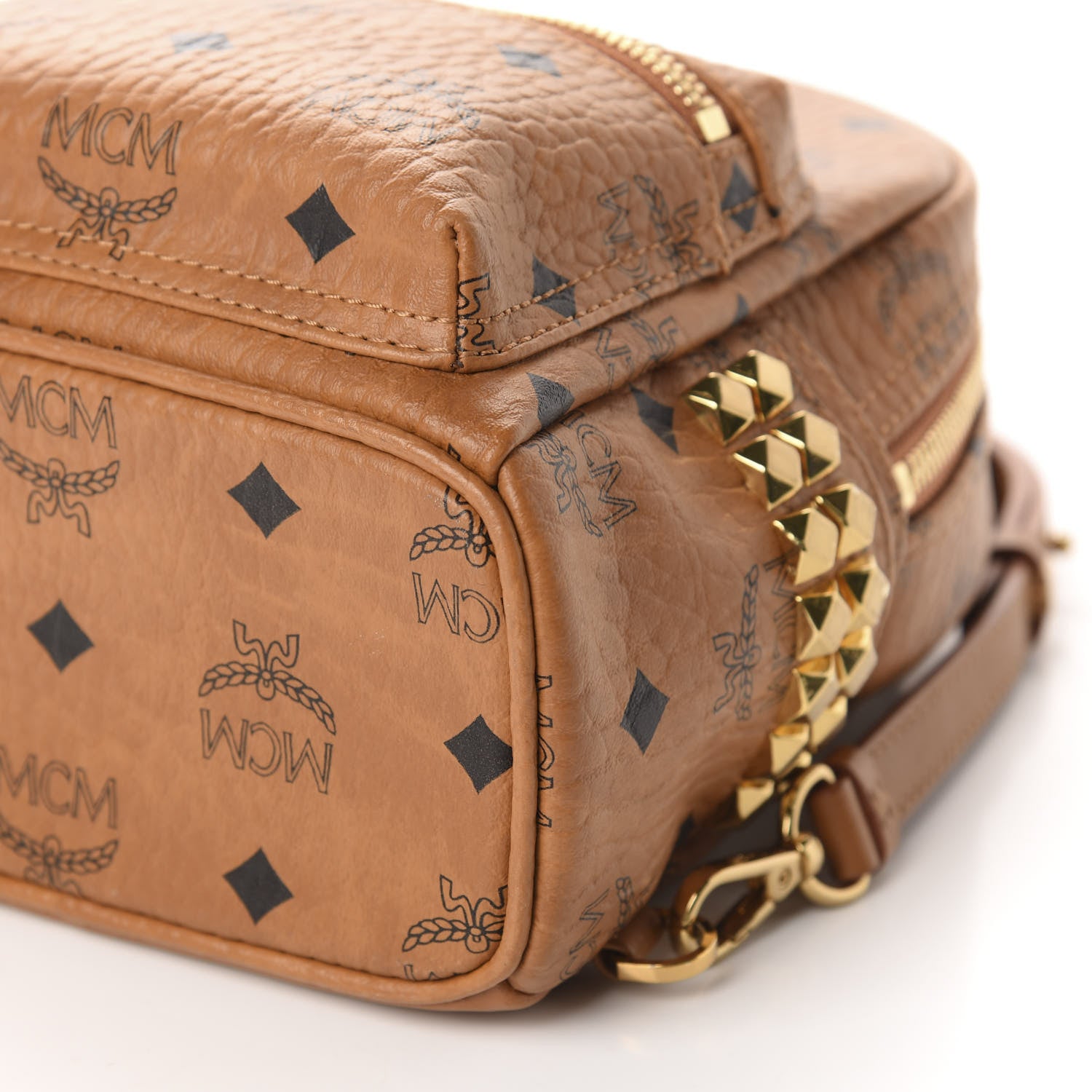 MCM Visetos Side Stud X-Mini Stark Backpack Cognac 6 of 8