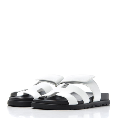 Hermes Calfskin Womens Chypre Sandals 36.5 White 3 of 10