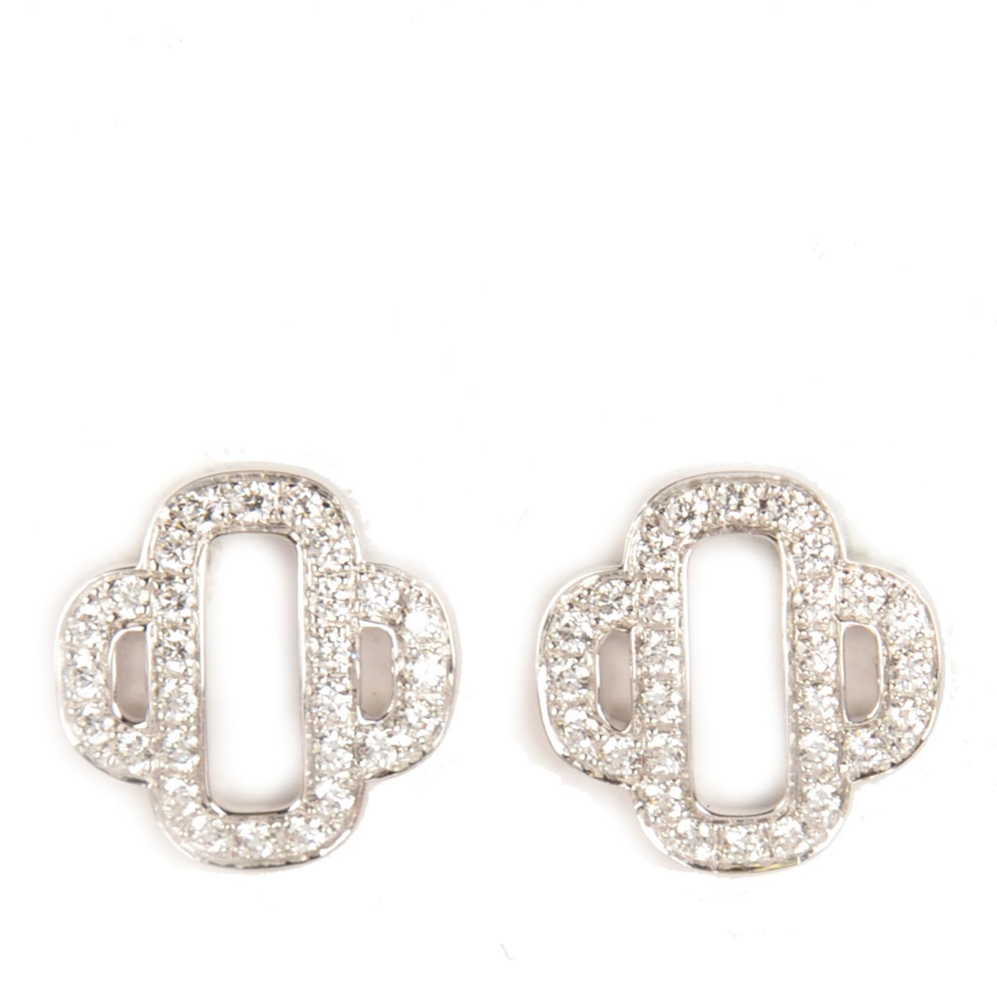 18K White Gold Diamond Chaîne d'Ancre Passerelle Earrings
