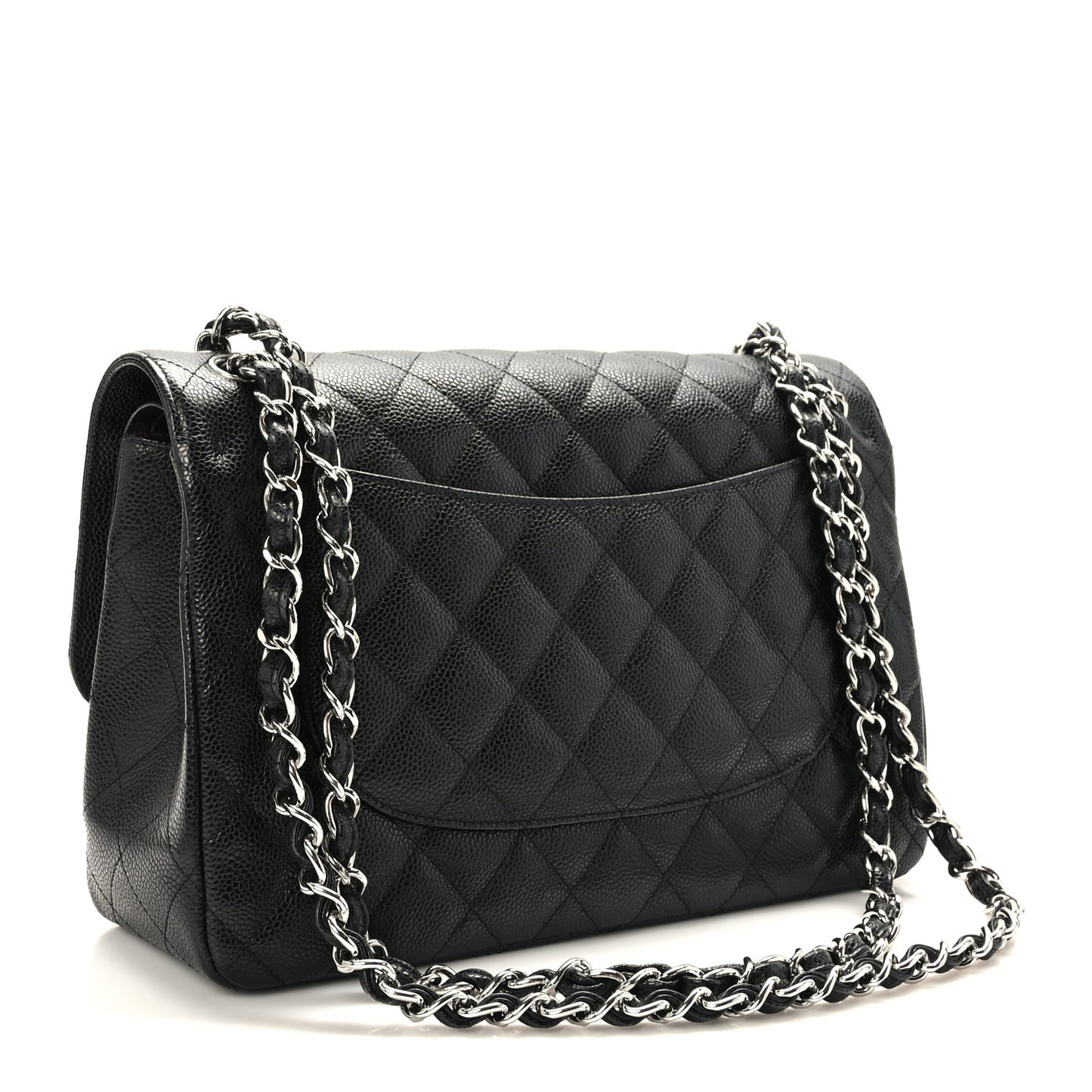 Caviar Quilted Jumbo Double Flap Black