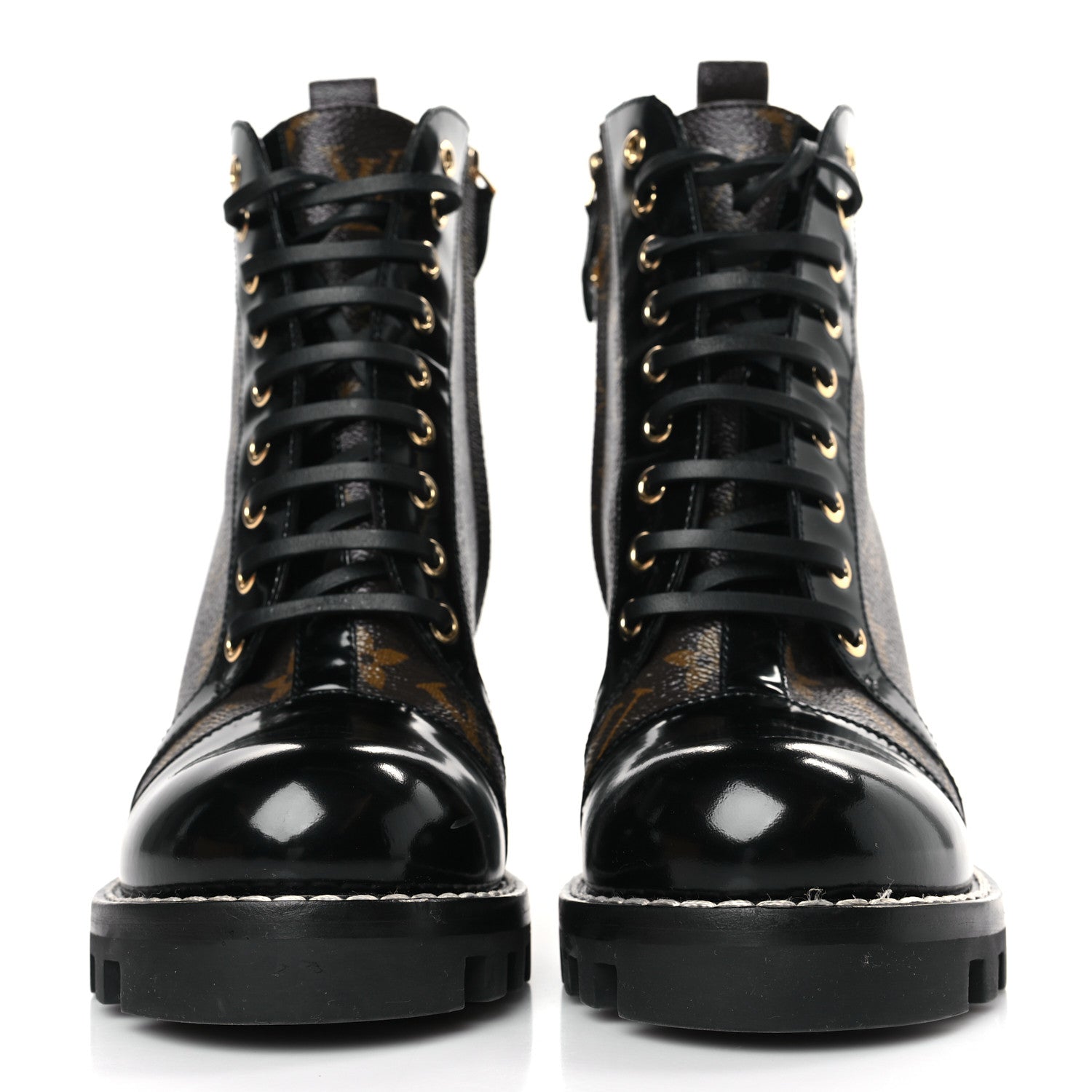 Louis Vuitton Patent Calfskin Monogram Star Trail Ankle Boots 38 Black 2 of 8