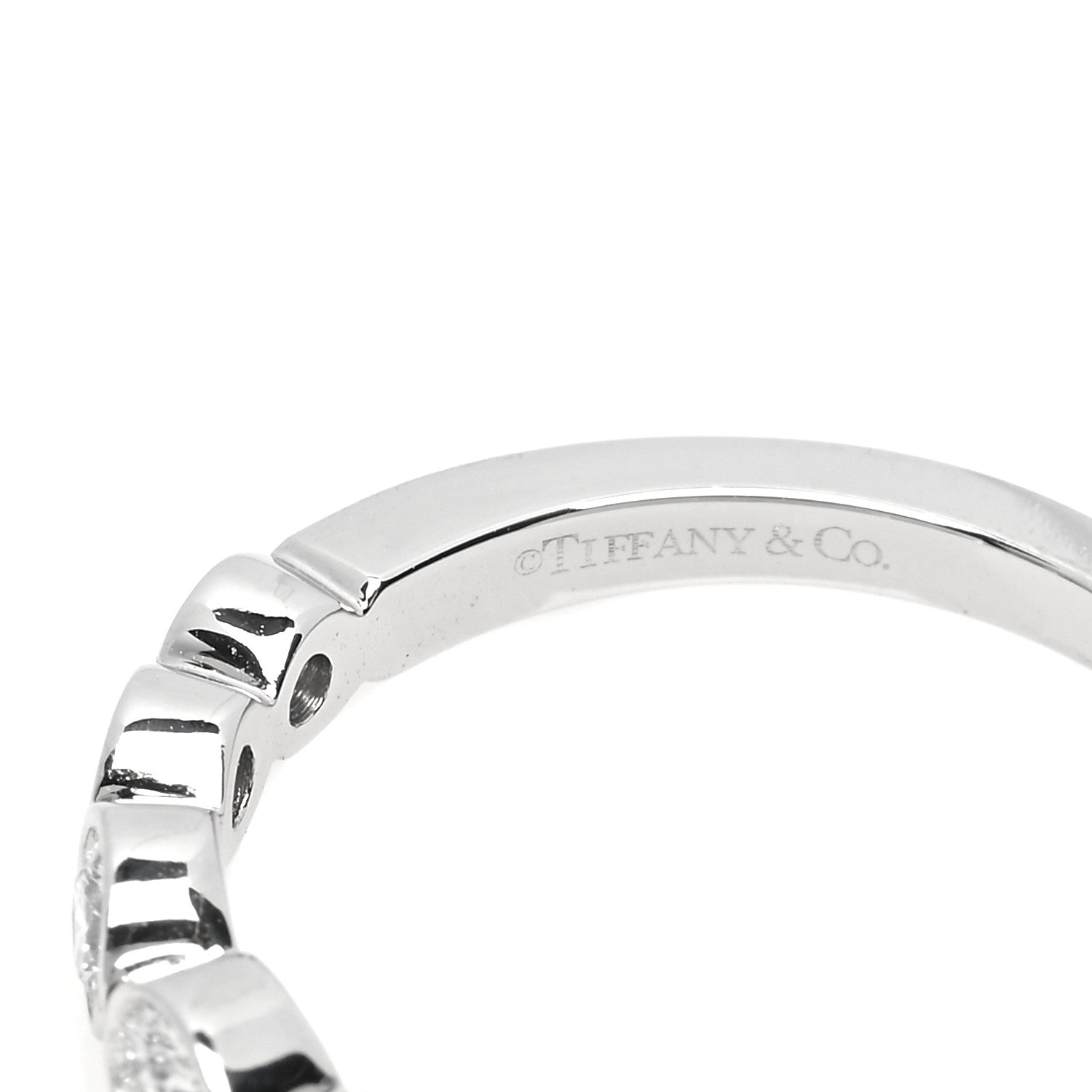 Tiffany Platinum Diamond Jazz Graduated Band Ring 49 5 4 of 5