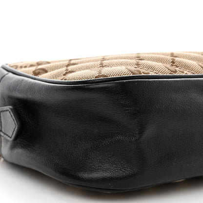 Gucci Monogram Matelasse Diagonal Small GG Marmont Chain Shoulder Bag Beige Black 9 of 10
