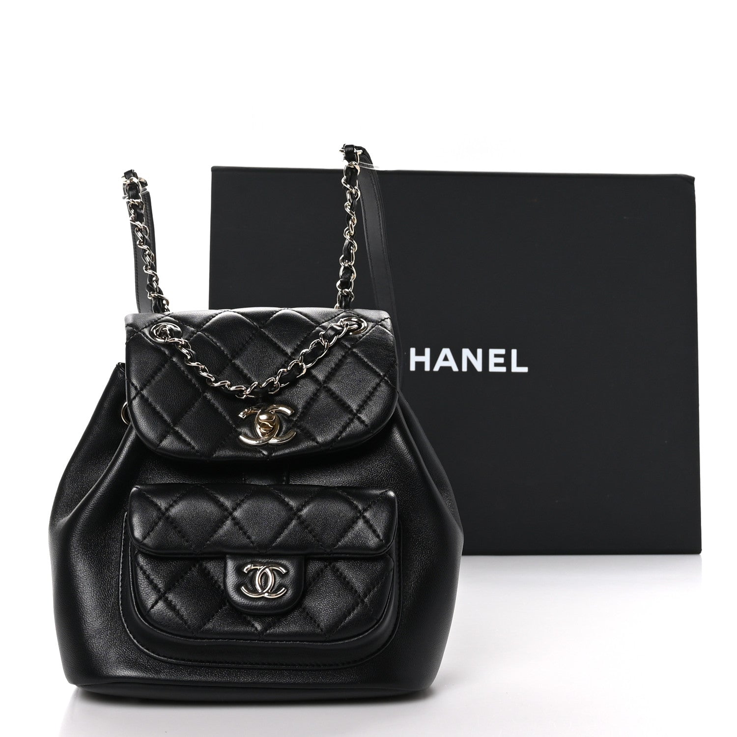 Chanel Lambskin Quilted Small Duma Drawstring Backpack Black 11 of 11