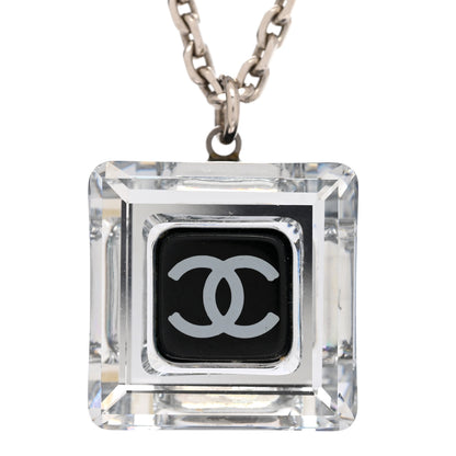 Chanel Resin Strass Geometric Square CC Necklace Black 4 of 6