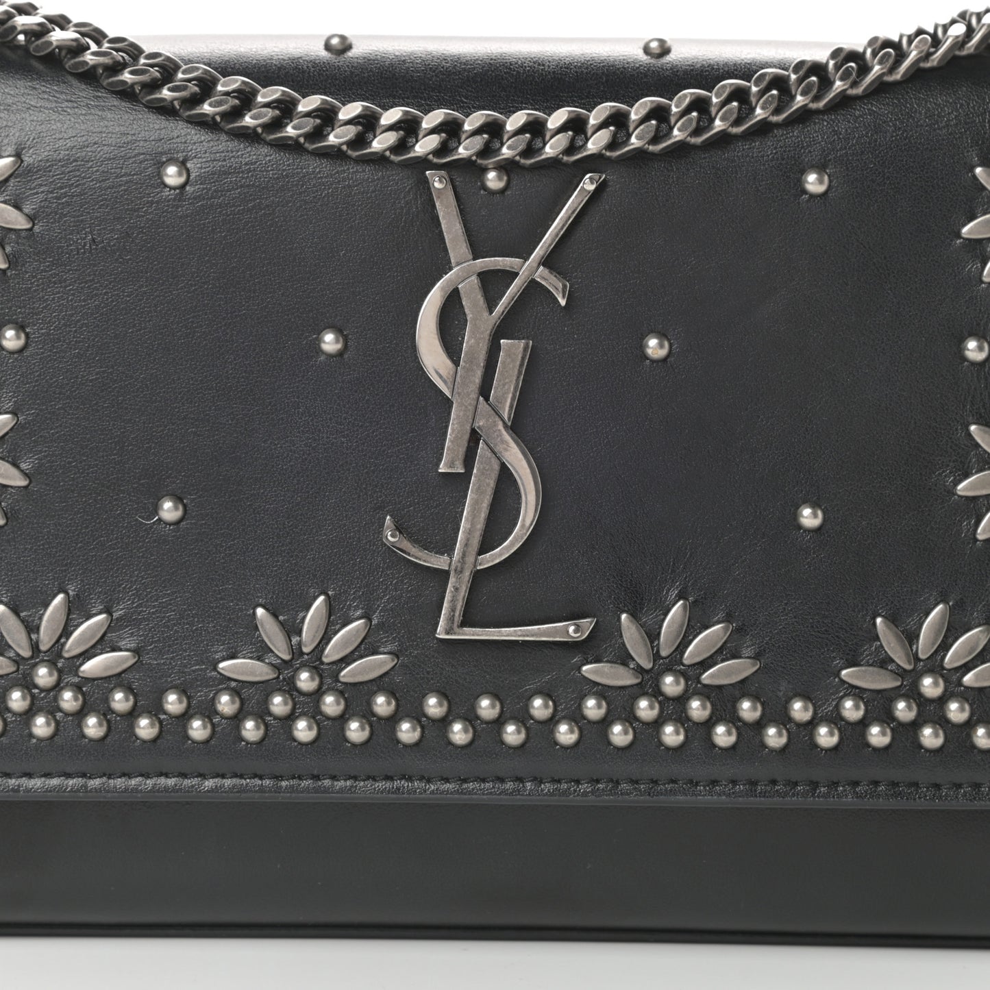 Calfskin Studded Kate Satchel Black