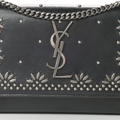 Saint Laurent Calfskin Studded Kate Satchel Black 8 of 15